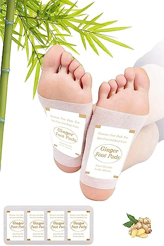 TEWEAE Foot Pads, Ginger FootPads, Natural Ginger Powder Bamboo Vinegar Foot Patches to Feel Better, Sleep Better & Relieve Stress, 20 Packs.