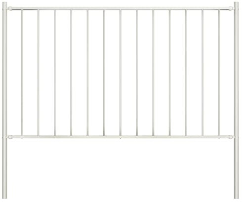 vidaXL Panneau de Clôture et Poteaux Clôture de Jardin Exterieur Arrière-cour Résistance aux Intempéries Acier Enduit de Poudre 1,7x0,75 m Blanc