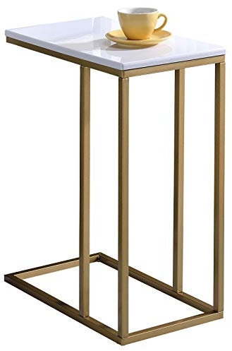 IDIMEX Beistelltisch Debora Wohnzimmertisch Couchtisch rechteckig, Metallgestell und MDF Tischplatte in Gold/weiß, im Retro Stil