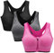 ZOEREA Soutien-Gorge de Sport Femme Zippée Devant Push Up Bra Vest Coussinets Amovibles pour Fitness Jogging Yoga Course Noir + Gris + Rose,3XL