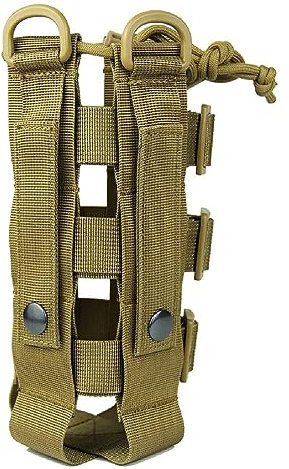 Azarxis Tactical Water Bottle Pouch, Molle Bottle Holder Holster Hydration Carrier Bag with Adjustable Drawstring Open Top for Military Vest Backpack Outdoor Cycling Hiking Camping Running (Khaki)
