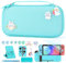 innoAura Switch Tasche für NS Switch 18 in 1 Switch Zubehör mit Switch Hülle, Switch Hülle, Switch Spiele Aufbewahrung, Switch Schutzfolie, Switch Ständer, Switch Joystick Kappen (Blau)