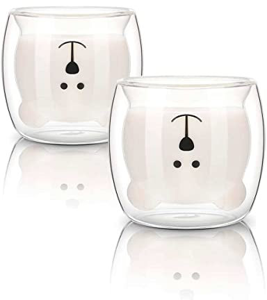 Recamania Juego de 2 vasos aislantes de 250 mL de doble capa - Con diseño de oso - Ideal para regalo infantil - Vaso térmico: mantiene la temperatura de tu bebida