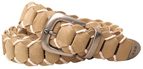 KAKADU Ledergürtel geflochten handgemachter Echtleder Gürtel Herren Damen Unisex Western Style Vintage mit Metall-Schnalle ca. 4 cm breit in braun schwarz beige rost