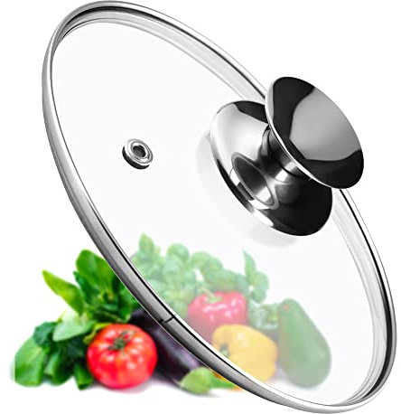 KADAX Topfdeckel, Universaldeckel aus Glas mit Silbergriff, hitzebeständiger Deckel in verschiedenen Größen, Pfannendeckel, Glasdeckel für Topf, Pfanne (18 cm)