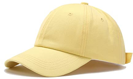 Quanhaigou Baseballkappe mit niedrigem Profil für Männer und Frauen, Baumwolle, klassisch, verstellbar, unkonstruiert, einfarbig, gelb, Einheitsgröße