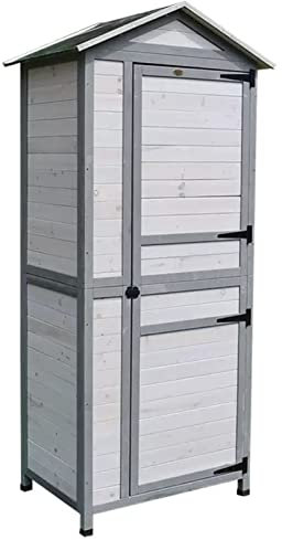 Wooden Garden Storage Shed, Outdoor Tool Storage Cabinet With Lock, For Lawn Mower, Patio Furniture, Backyard Storage Organizer, Tall Garden House (A)