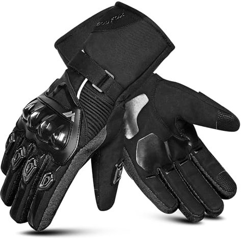 WESTWOOD FOX Winter-Motorradhandschuhe für Männer und Frauen, wasserdichte Motorradhandschuhe, Touchscreen, leichte, warme Schutzhandschuhe für BMX, ATV, UTV, Mountainbiking (SCHWARZ, L)