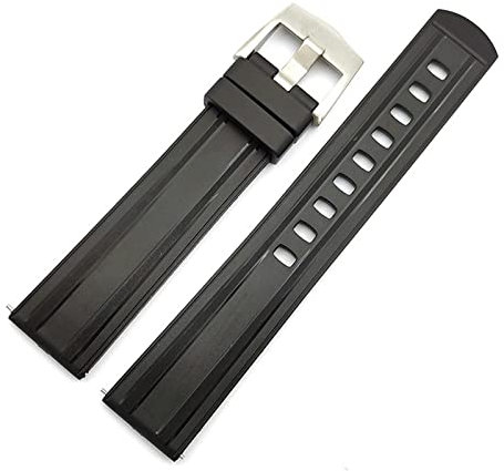 MGTCAR Geeignetes Gummi-Uhrenarmband für Omega Seepferdchen-Observatorium, 20 mm, Schnellverschluss, schwarzes und blaues Silikon-Uhrenband, 20 mm, Achat