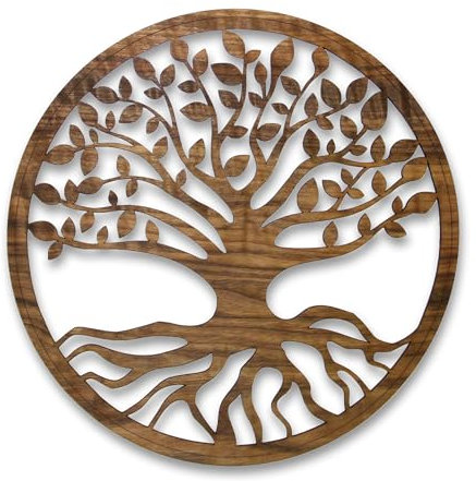 Holzgrusskarten.at Wanddeko - Baum des Lebens – Wandbilder Wohnzimmer deko, Fensterdeko hängend, Lebensbaum, Geschenke für Frauen - aus Nussholz – 40 cm