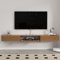 Pmnianhua Bois Massif Meuble TV Suspendu, Etagere TV Murale, Meuble TV Suspendu avec 2 Tiroirs et 1 Portes en Verre, Murale Flottante TV Meuble Etagere TV Support, Meuble TV Flottant (160cm)