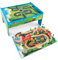 LIFEZEAL Spieltisch mit Holzeisenbahn, 80-teiliges Spielzeug-Set mit Schienen, Eisenbahnstrecke mit Autos, Hubschrauber & Flugzeug, Spielzeug Kindertisch mit Abnehmbarer Tischplatte