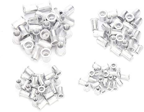 KIMISS M6 Metrische Nietmuttern, Aluminium 100 Stück Blindnietmuttern-Set, Aluminium-Nietmutter M4 M5 M6 M8 Hardware-Zubehör Gerändelt