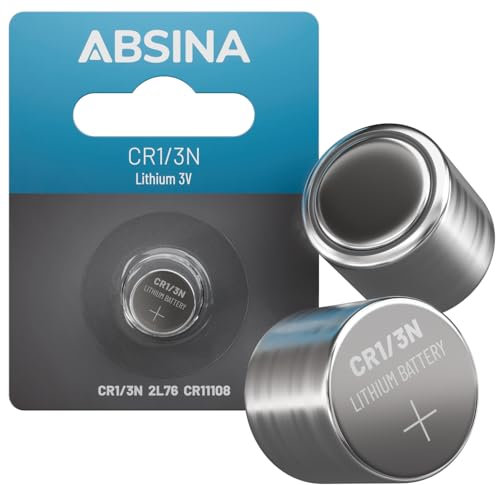 ABSINA CR1/3N Batterie Lithium 3V - Batterie CR11108 auslaufsicher & mit Langer Haltbarkeit - Batterie CR1/3N mit 160mAh - DL 1/3N, 2L76, Batterie CR 1/3N, DL1/3N, CR1 3N, Knopfzelle CR1/3N 3V