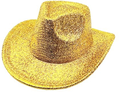 Glitzer Bühnenhut Western-Cowboyhut Breite Krempe Western-Cowboyhut Für Damen Herren Pailletten Cosplay Cowboyhüte Für Damen Mädchen Fedora-Hut Party Hüte Zubehör Für Rave Party