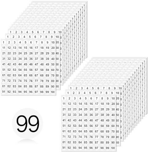 50 Blatt Vinyl Nummernaufkleber 1-100 Zahlen Aufkleber Kleine Runde Zahlenetiketten Etiketten Kleine Aufkleberetiketten Selbstklebende Zahlenetiketten für Inventarsortierung Aufbewahrungsboxen