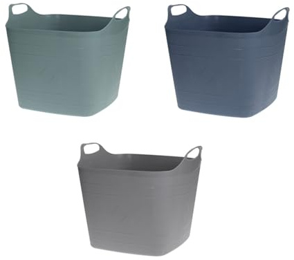 3x Flexibler Kunststoff Aufbewahrungskorb 25 L Mit Griffe Flexi Korb Tragekorb Haushaltskorb Allzweckkorb