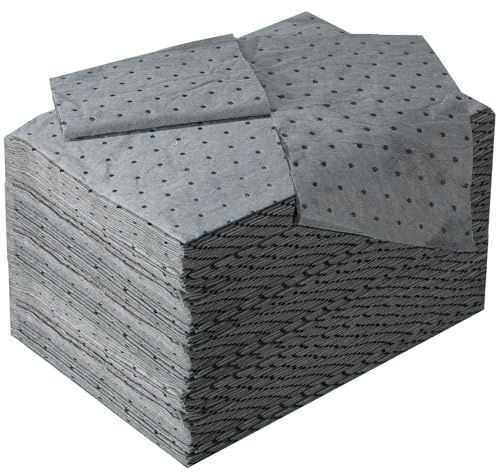50 Pack Universal Absorbent Mat,25 x 33cm Oil Water Absorbent Pads Spill Pads General Purpose Absorbent Sheets Rapid Absorption for Oil Water-Based Liquids for Home Garage Basement