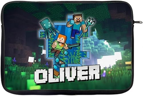 Personalised ANY NAME Cool Pixel Art, Video Gamer Lover, Gaming Enthusiast, Gift for Kids, Back to School, Laptop Sleeve/Cover. (16-17)