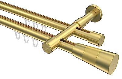 Interdeco Messing Optik Innenlauf Gardinenstangen 20 mm Ø doppelläufig Prestige Tanara, 360 cm