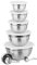Relaxdays 10024713 Juego de 18 Utensilios de Cocina, 5X Bol para Mezclar con Tapa, cucharas y Tazas medidoras, Plateado y Blanco, Plástico