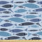 ABAKUHAUS Marine Gewebe als Meterware, Graphic Fisch Silhouetten, Schön Gewebten Stoff für Polster und Wohnaccessoires, 1M (148x100cm),Blau Dunkelblau Dunkelblau