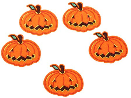 SUPVOX Cloth Patch 5Pcs Halloween Pumpkin Sew on Embroidered Applique for Clothes Decoration Iron on Patches for Shirts Jeans Bags