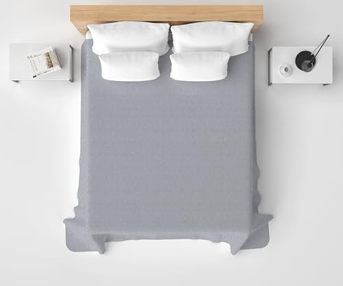 HomeLife Frühling Sommer leichte Tagesdecke [260x280], Qualität aus Italien|Hergestellt aus hochwertiger Baumwolle| Fleckmuster Design |Einzelbettdecke aus feinem Stoff für warme Jahreszeiten Grau