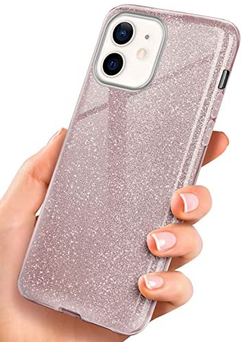 ONEFLOW Glitter Case kompatibel mit iPhone 12 Mini Hülle Glitzer Stoßfest, Silikon Schutzhülle dünn, Handyhülle Diamant Strass, Glitzerhülle mit Bling Sparkle - Roségold