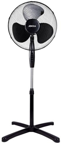 Jocca Ventilador de Pie 40 cm 3 Velocidades | Oscilación 90º | Cabezal Inclinable | Ajuste de Altura | Bajo Consumo 40W | Diseño Compacto y Eficiente para Casa y Oficina