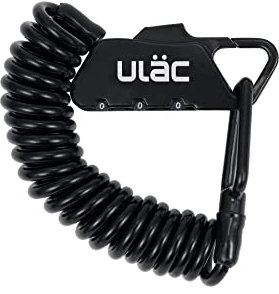 ULAC Piccadilly LTD Mini-Kabelschloss, Helmschloss für Fahrrad, Motorrad, E-Scooter; tragbares Mini-Vorhängeschloss für Fitnessstudio, Kinderwagen, Koffer, Gepäck, Tor, Zaun (schwarz)