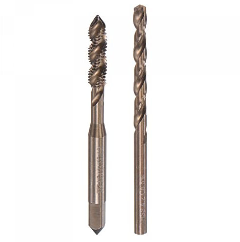 sourcing map M5 x 0.8 Spiral Flute Tap and 4.2mm Twist Drill Bit Set, Metric M35 Cobalt High Speed Steel Machine Threading Screw Thread Tap Tool for Stainless Steel