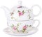 CHILDIKE Porcelain Tea for One, Floral Teapot and Cup Set, Rattan Flowers