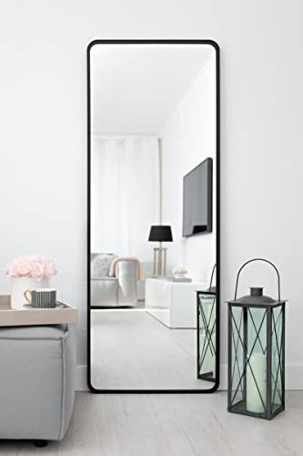Rechteckiger Wandspiegel mit Alurahmen in Schwarz 60 x 160 cm