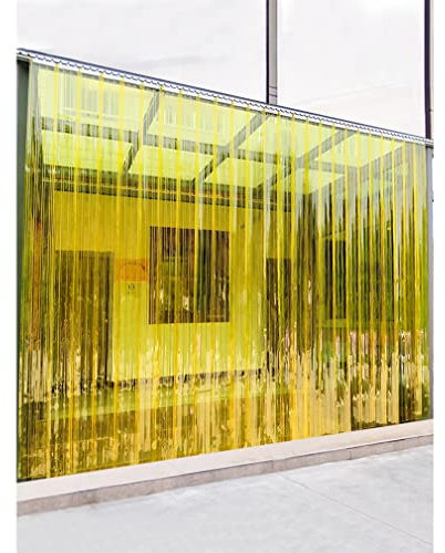 Streifenvorhang bunt Lamellenvorhang insektenschutz PVC Kunststoff Streifenvorhang 2.1mm Stark Staubdicht transparent/durchsichtig Gelb Breite 0.75/1.2/1.5m (1.2x2m/8pcs)