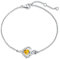 FANCIME Armband Damen 925 Sterling Silber Weiß Gold November Geburtsstein Armbänder mit Natürlicher Citrin Frauen Schmuck Geschenk für Valentinstag Verlobung Geburtstags Muttertags Weihnachten