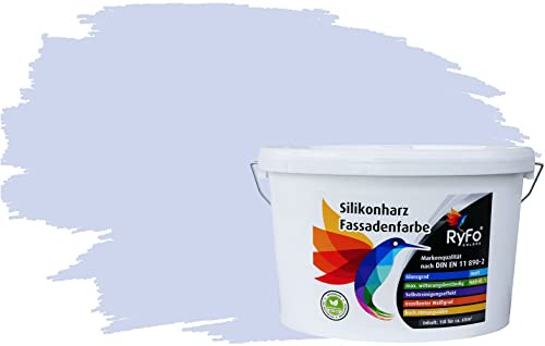 RyFo Colors Silikonharz Fassadenfarbe Lotuseffekt Trend Lavendel 10l - bunte Fassadenfarbe, weitere Violett Farbtöne und Größen erhältlich, Deckkraft Klasse 1