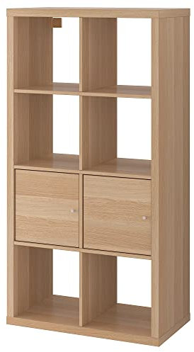 Ikea KALLAX Regal mit Türen, 147 x 77 cm, weiß gebeizt in Eichenoptik