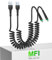 Coiled iPhone Car Charger Cord 2 Pack, Apple Carplay Compatible & MFi Certified, Short USB to Lightning Cable with Data Transmission and LED, Retractable iPhone Charger for iPhone/Pad/Pod