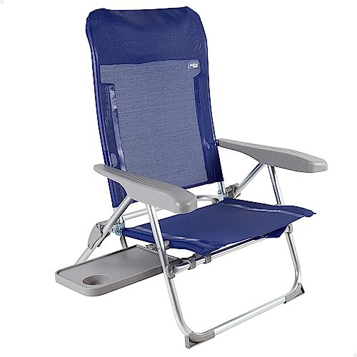 AKTIVE 62294 Strandstuhl, zusammenklappbar, mit Griff für einfachen Transport, 6 Positionen, Maße 61 x 60 x 89 cm, aus Aluminium und Kippschutz, maximale Traglast 110 kg