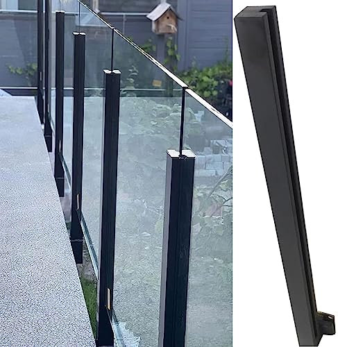 Glasgeländer Geländerpfosten aus schwarzem Glas, seitliche Montage, Zaunpaneele für Außenpools, Balusterpfosten, Deckgeländersystem mit komplettem Kit für Außentreppen, Villen, Balkone/Treppen ( Color