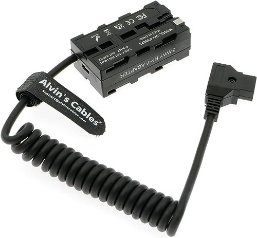 Alvin’s Cables D-tap to Dual-Sided NP-F Dummy Battery Power Adapter Cable for Atomos| SmallHD| Feelworld Monitor, Replacement for Sony NP-F550| F570| F770| F970 Battery