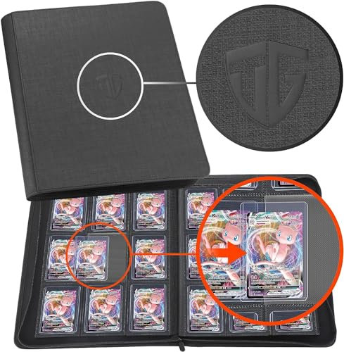 TCGUARD Toploader Sammelkarten Album für 216 Toploader, 9 Fächer Toploader Binder mit Hüllen für 3x4 Rigid Toploader Card, Trading Card Binder für TCG, MTG-Karten, Kartensammelalben (Schwarz)