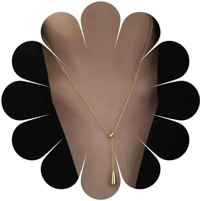 Aneneiceera Boho Teardrop Choker Halskette Winzige Wassertropfen Y Lariat Halskette Gold Y Halskette Tropfen Halskette Kettenschmuck Für Frauen Und Mädchen
