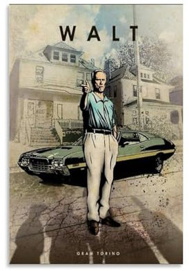 VALBEL Clint Eastwood Poster Gran Torino, dekoratives Gemälde, Leinwand, Wandposter und Kunstdruck, moderne Familienschlafzimmer-Dekoration, Poster, 30 x 45 cm