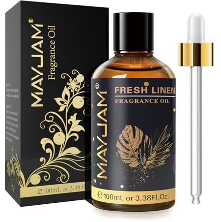 MAYJAM Olio Di Fragranze Di Lino Fresco 100ml, Premium Lino Fresco Di Fragranze Aromaterapia Per Olio Essenziali di Diffusori, Umidificatori, DIY, Casa