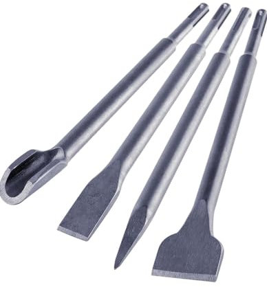 SET 4 SCALPELLI SDS PLUS 2 SPATOLA 1 A PUNTA 1 FORMA DI U MARTELLO DEMOLITORE