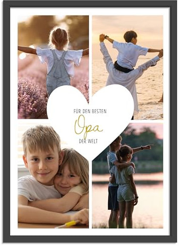 OWLBOOK® Personalisierte Geschenke für Opa zum Geburtstag | Fotogeschenke Ostergeschenke Geburtstagsgeschenke für Opa | Herz | A4 - A3 Bild optional mit Rahmen