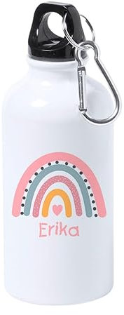 Genérico Botella Personalizada Niño Niña Nombre Botellas de Agua Aluminio Regalo (Arcoiris)