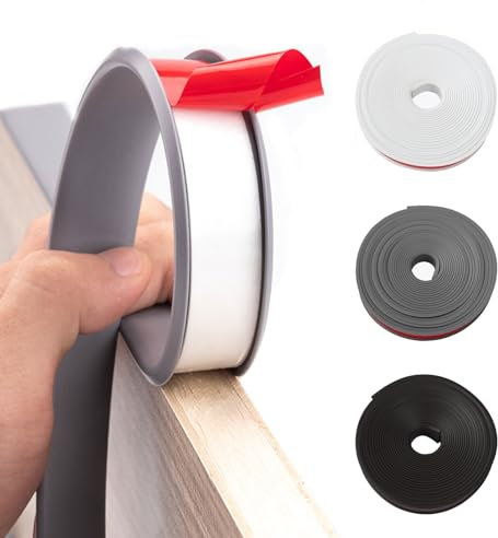 Multi-Spec U-Shape Flexible Furniture Edge Banding, Premium Self-Adhesive TPE Edging Protector Strip, Edge Trim for Wood Veneer Cabinets Tables Chairs Shelves Restoration (Grey, 16mm x 5m)
